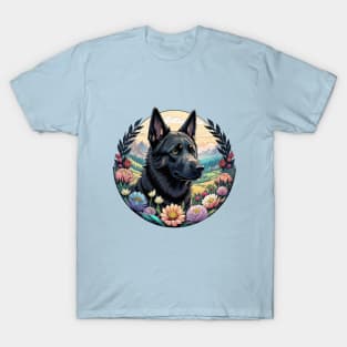 Black German Shepherd Landscape T-Shirt